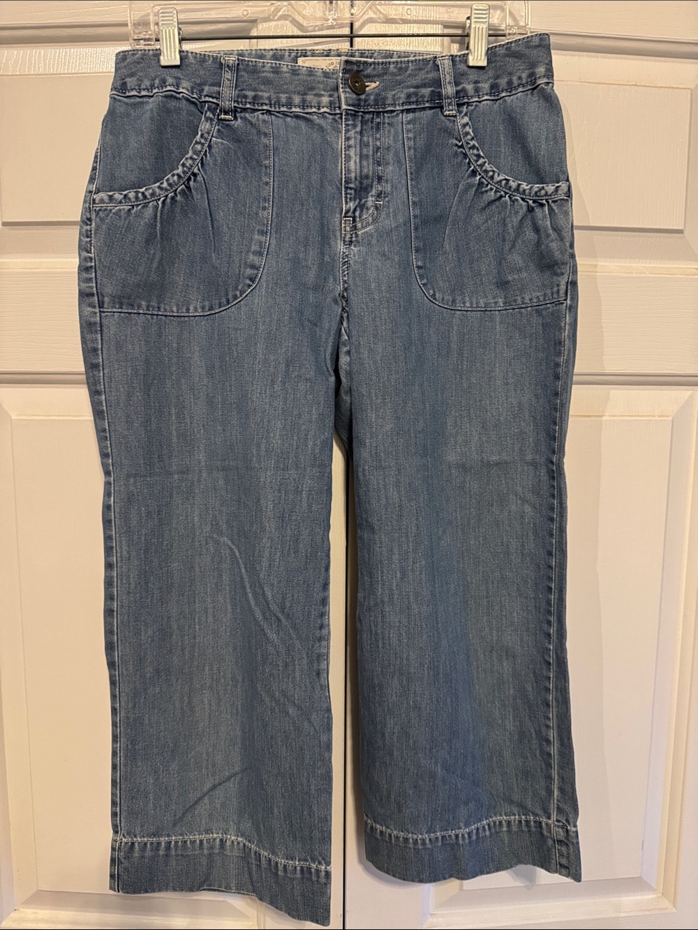 IZOD Jeans Womens Blue Denim Capri Pants Cropped Pants Size 6 100% Cotton